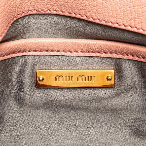 Pre Loved miu miu Studded Leather Clutch Women Pink Clutches - Picture 6 of 8